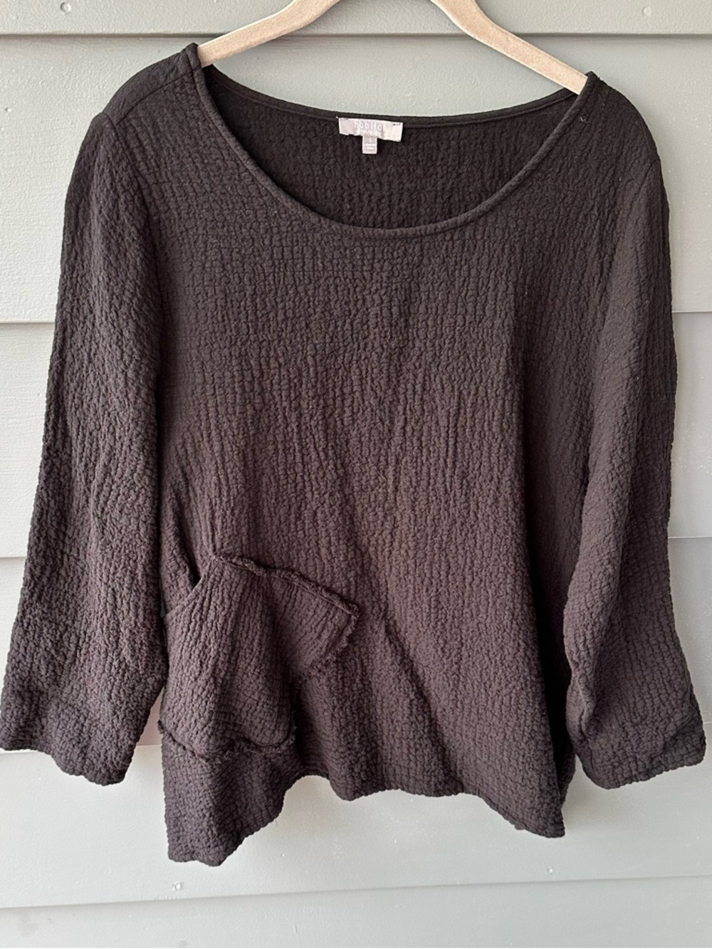 Habitat black textured artsy top blouse women’s sz S